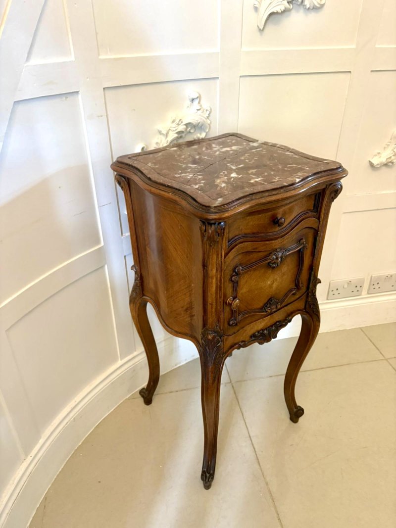 Antique Victorian Quality Carved Walnut French Bedside Cabinet - Image 5